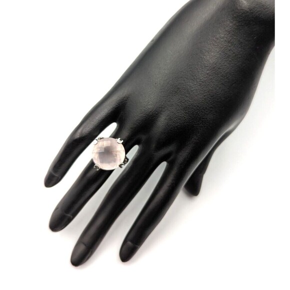 Sterling Silver 925 Checkerboard Cut Pink Chalcedony Clear Topaz Ring Sz 6 - Picture 5 of 16